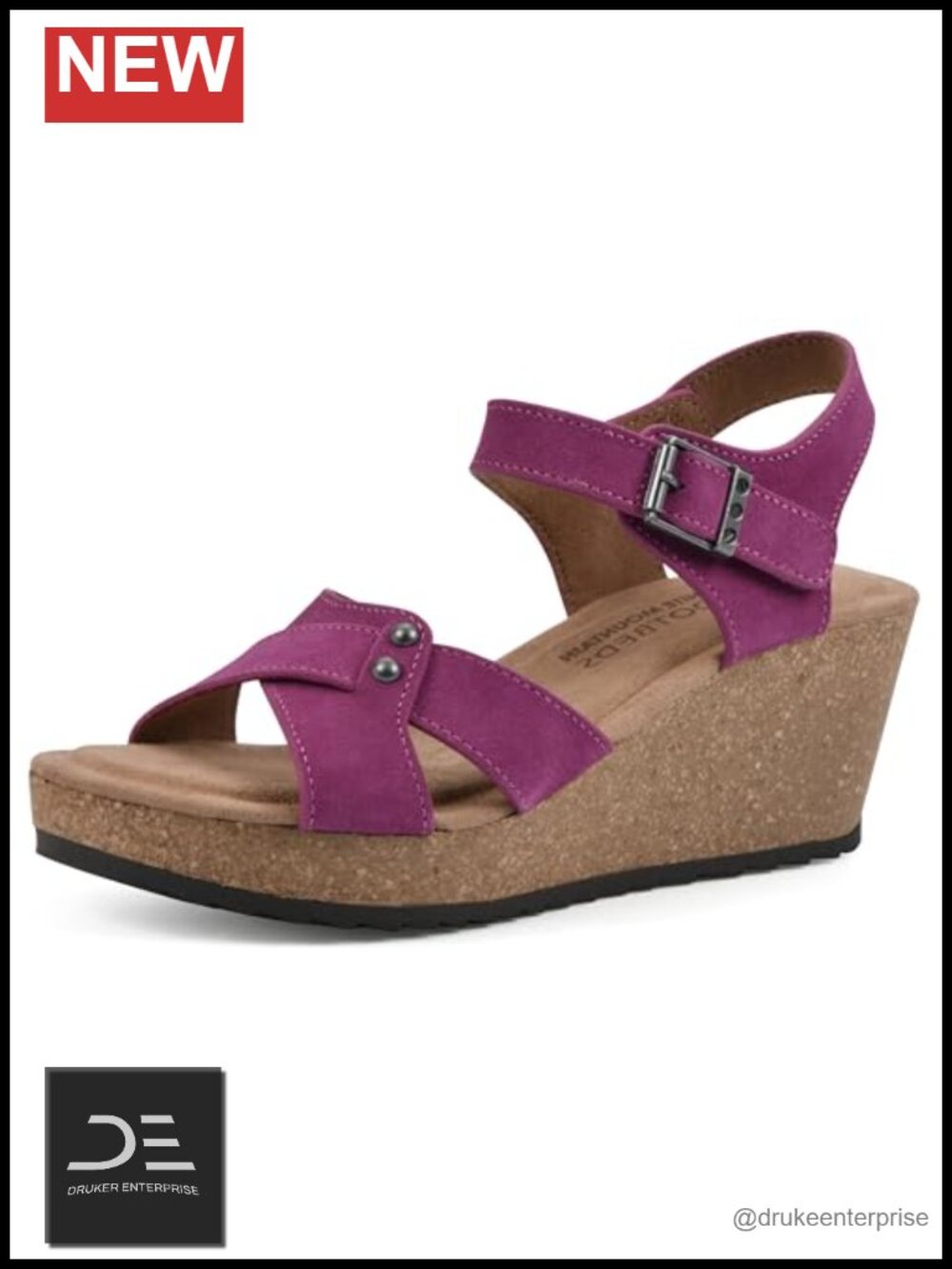 Women's Leather Strap Espadrille Wedge Sandals with Cushioned Insole - Round Toe